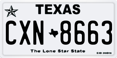 TX license plate CXN8663