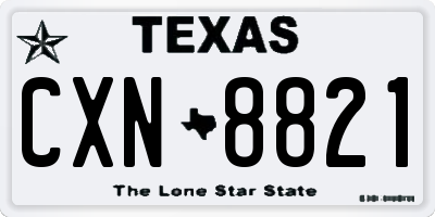 TX license plate CXN8821