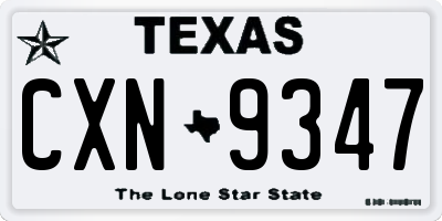 TX license plate CXN9347