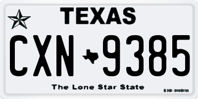 TX license plate CXN9385
