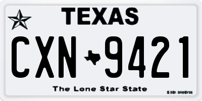 TX license plate CXN9421