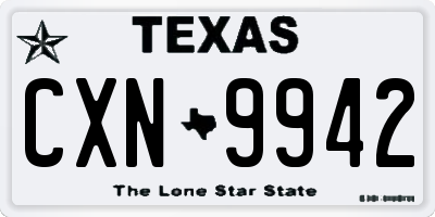 TX license plate CXN9942