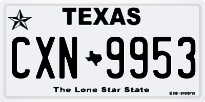 TX license plate CXN9953