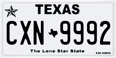 TX license plate CXN9992