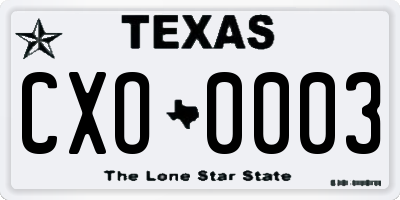 TX license plate CXO0003