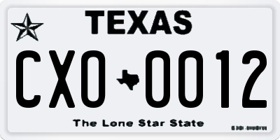 TX license plate CXO0012
