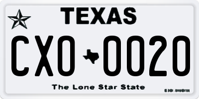 TX license plate CXO0020