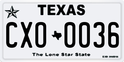 TX license plate CXO0036