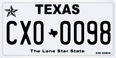 TX license plate CXO0098