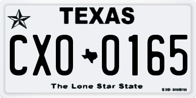 TX license plate CXO0165