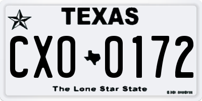 TX license plate CXO0172