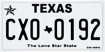 TX license plate CXO0192