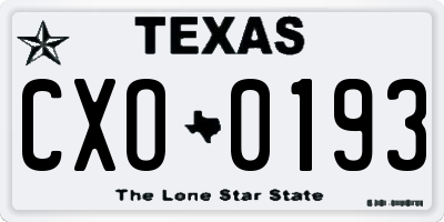 TX license plate CXO0193