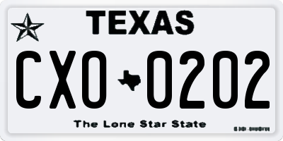 TX license plate CXO0202