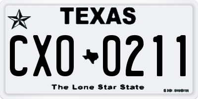 TX license plate CXO0211