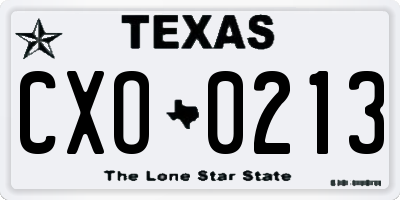 TX license plate CXO0213