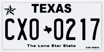 TX license plate CXO0217