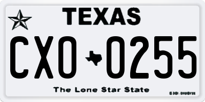 TX license plate CXO0255
