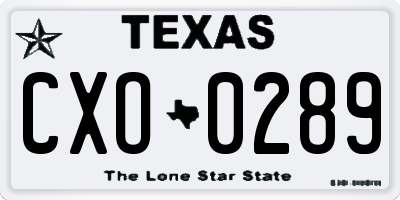 TX license plate CXO0289