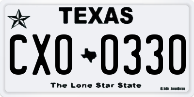 TX license plate CXO0330