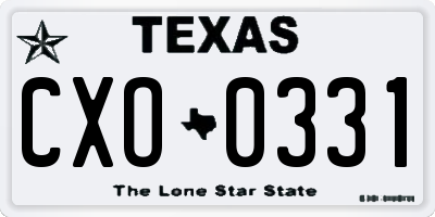 TX license plate CXO0331