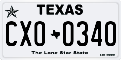 TX license plate CXO0340