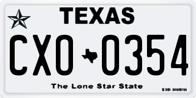 TX license plate CXO0354