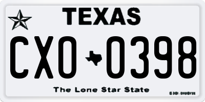 TX license plate CXO0398