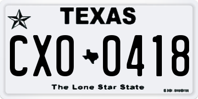 TX license plate CXO0418