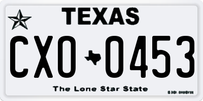 TX license plate CXO0453