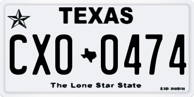 TX license plate CXO0474