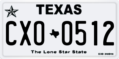 TX license plate CXO0512