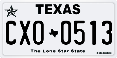 TX license plate CXO0513