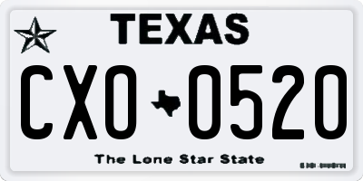 TX license plate CXO0520