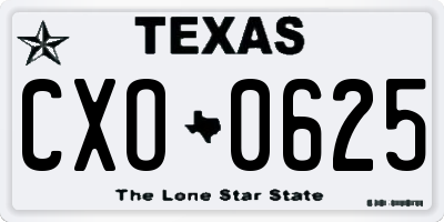 TX license plate CXO0625