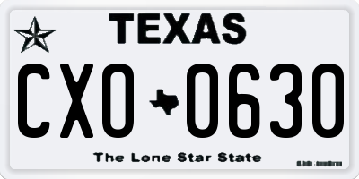 TX license plate CXO0630