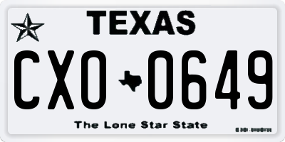 TX license plate CXO0649