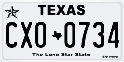 TX license plate CXO0734