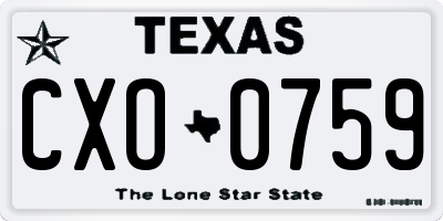 TX license plate CXO0759