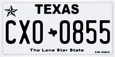 TX license plate CXO0855