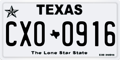 TX license plate CXO0916