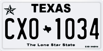 TX license plate CXO1034