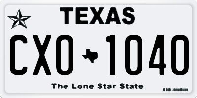 TX license plate CXO1040