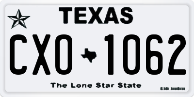 TX license plate CXO1062