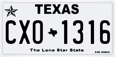 TX license plate CXO1316