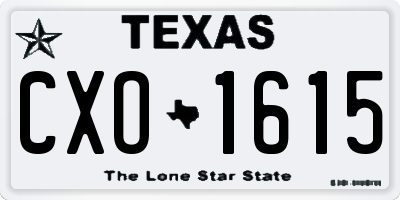TX license plate CXO1615