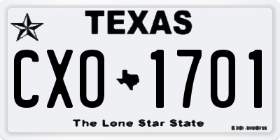 TX license plate CXO1701