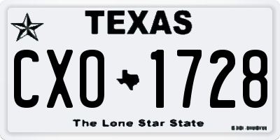 TX license plate CXO1728