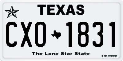 TX license plate CXO1831