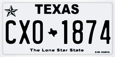 TX license plate CXO1874